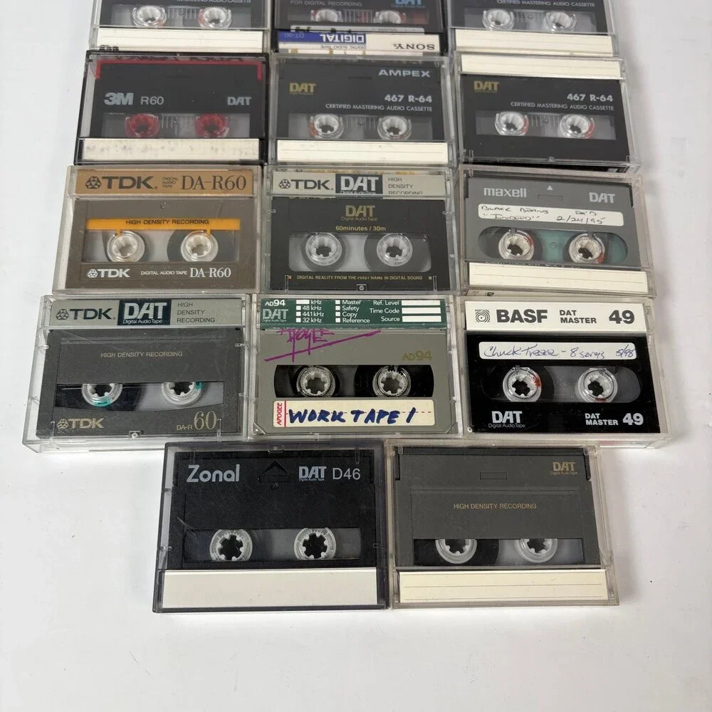 Lot of 14 DAT Digital Audio Tapes Mixed Brands Used Ampex Sony TDK Maxell BASF